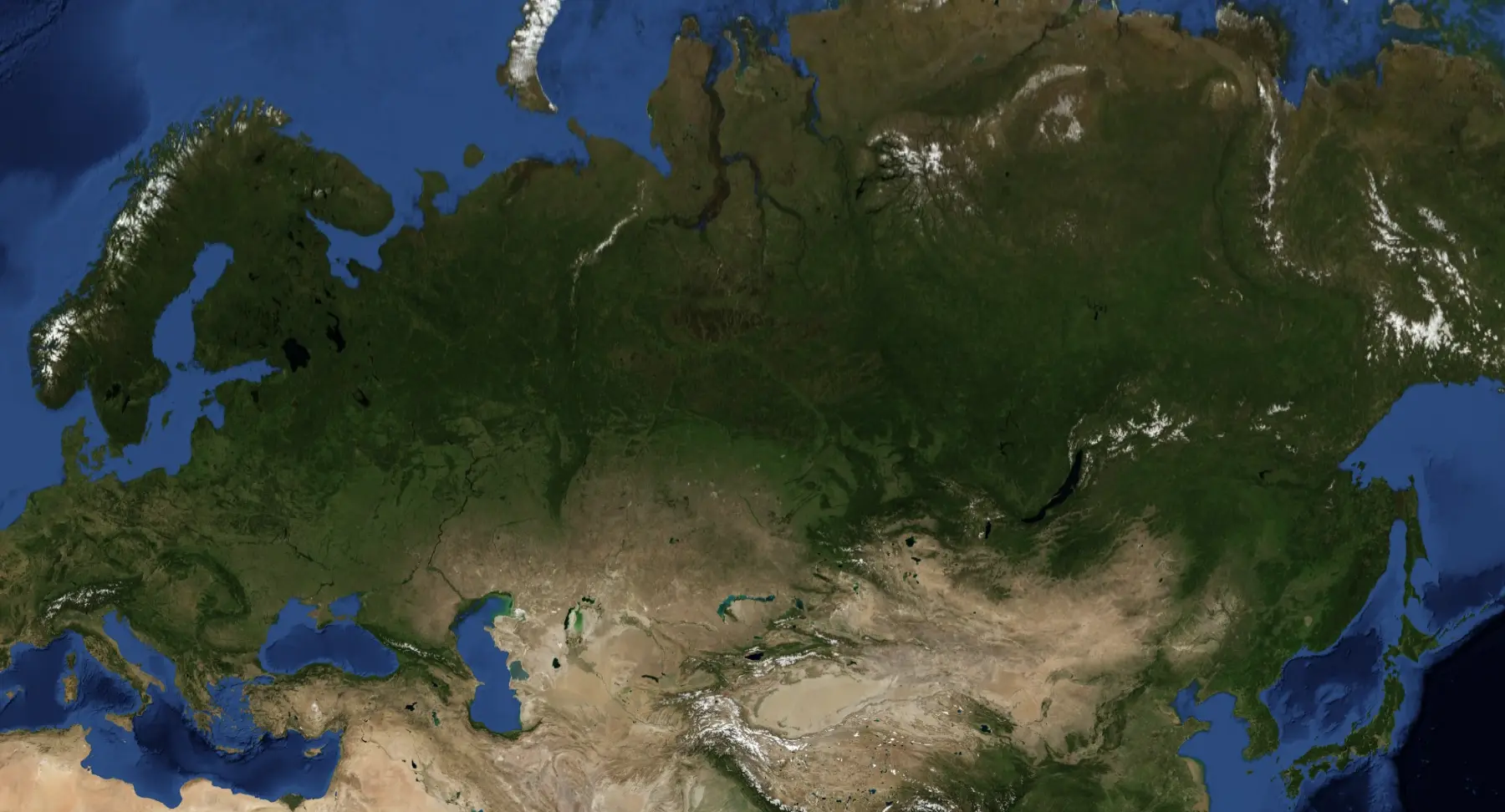 Satellite view of Europe and Asia showing where Forlog has delivered projects
